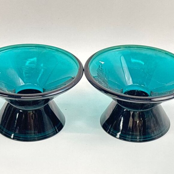Vintage Iittala Kaj Franck 'Kario' Turquoise Candle Holders, Made in Finland - Picture 5 of 5